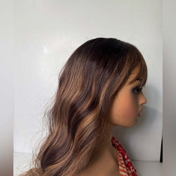 Brown long Wavy Highlights Wig - Picture 4 of 6